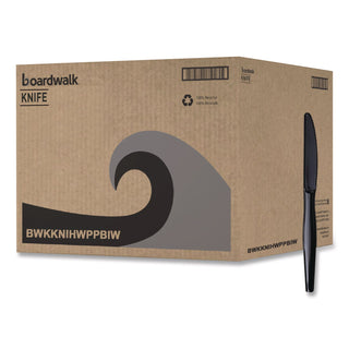 Heavyweight Wrapped Polypropylene Cutlery, Knife, Black, 1,000/Carton