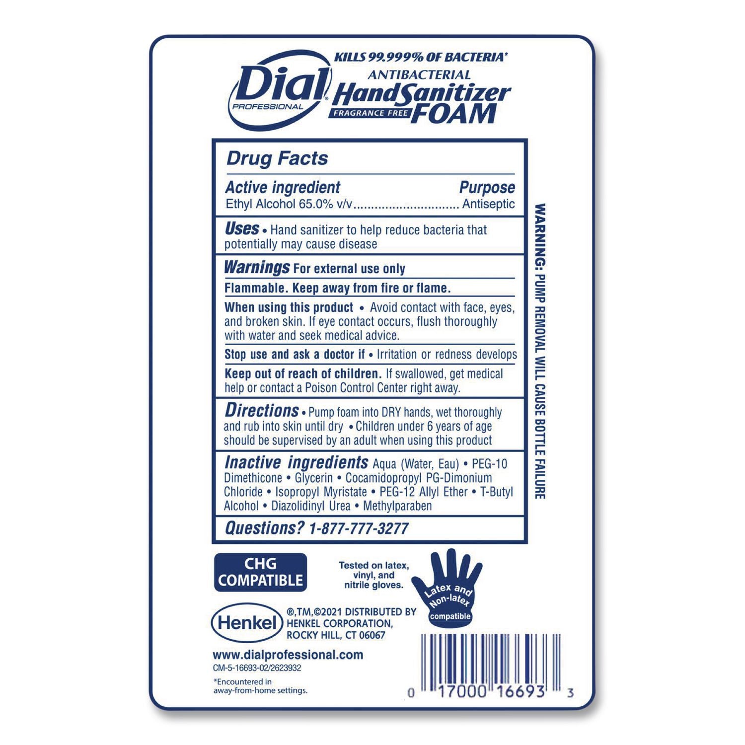 Antibacterial Foaming Hand Sanitizer Refill for FIT Touch Free Dispenser, 1 L Bottle, Fragrance-Free