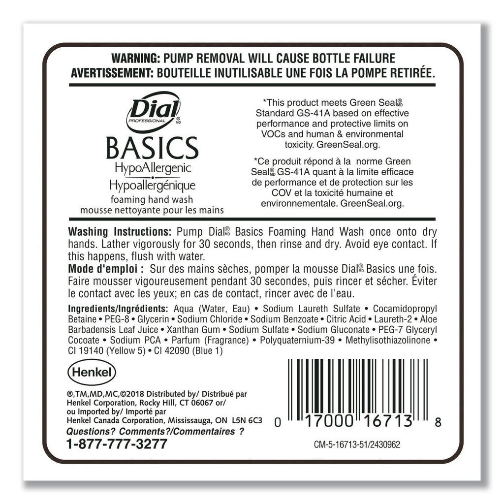 Basics Hypoallergenic Foaming Hand Wash Refill for FIT Manual Dispenser, Honeysuckle, 1.2 L, 3/Carton