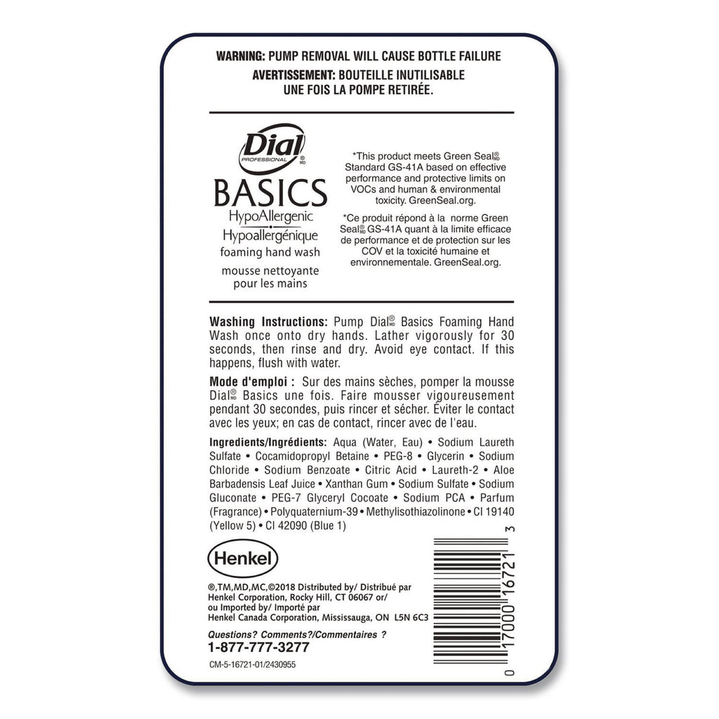 Basics Hypoallergenic Foaming Hand Wash Refill for FIT Touch Free Dispenser, Honeysuckle, 1 L