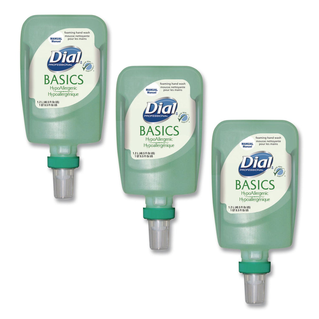 Basics Hypoallergenic Foaming Hand Wash Refill for FIT Manual Dispenser, Honeysuckle, 1.2 L, 3/Carton