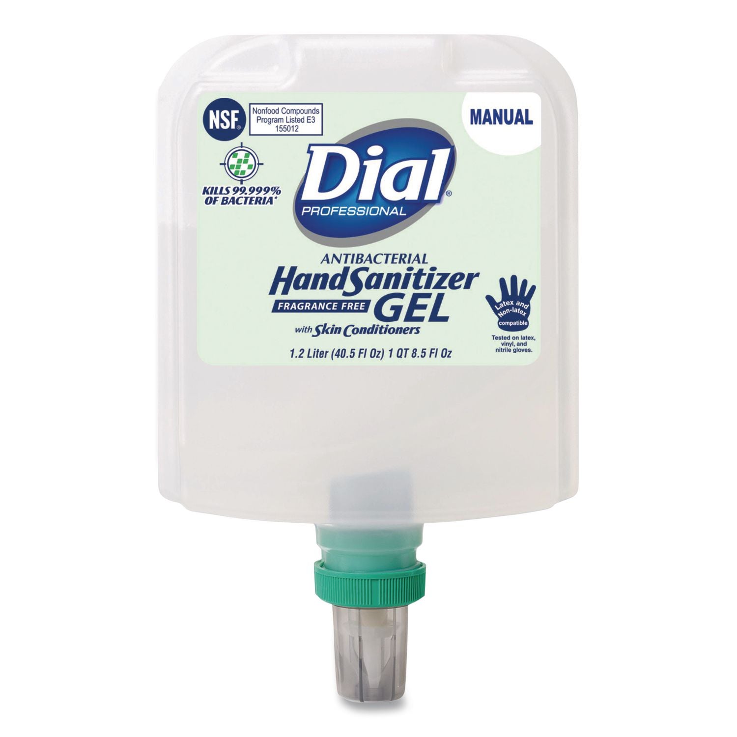 Antibacterial Gel Hand Sanitizer Refill for Dial 1700 Dispenser, 1.2 L Refill, Fragrance-Free, 3/Carton