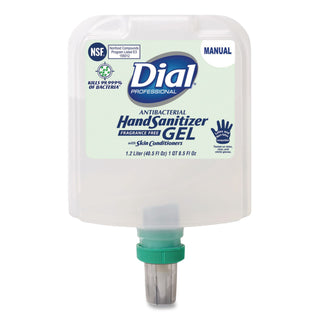 Antibacterial Gel Hand Sanitizer Refill for Dial 1700 Dispenser, 1.2 L Refill, Fragrance-Free, 3/Carton