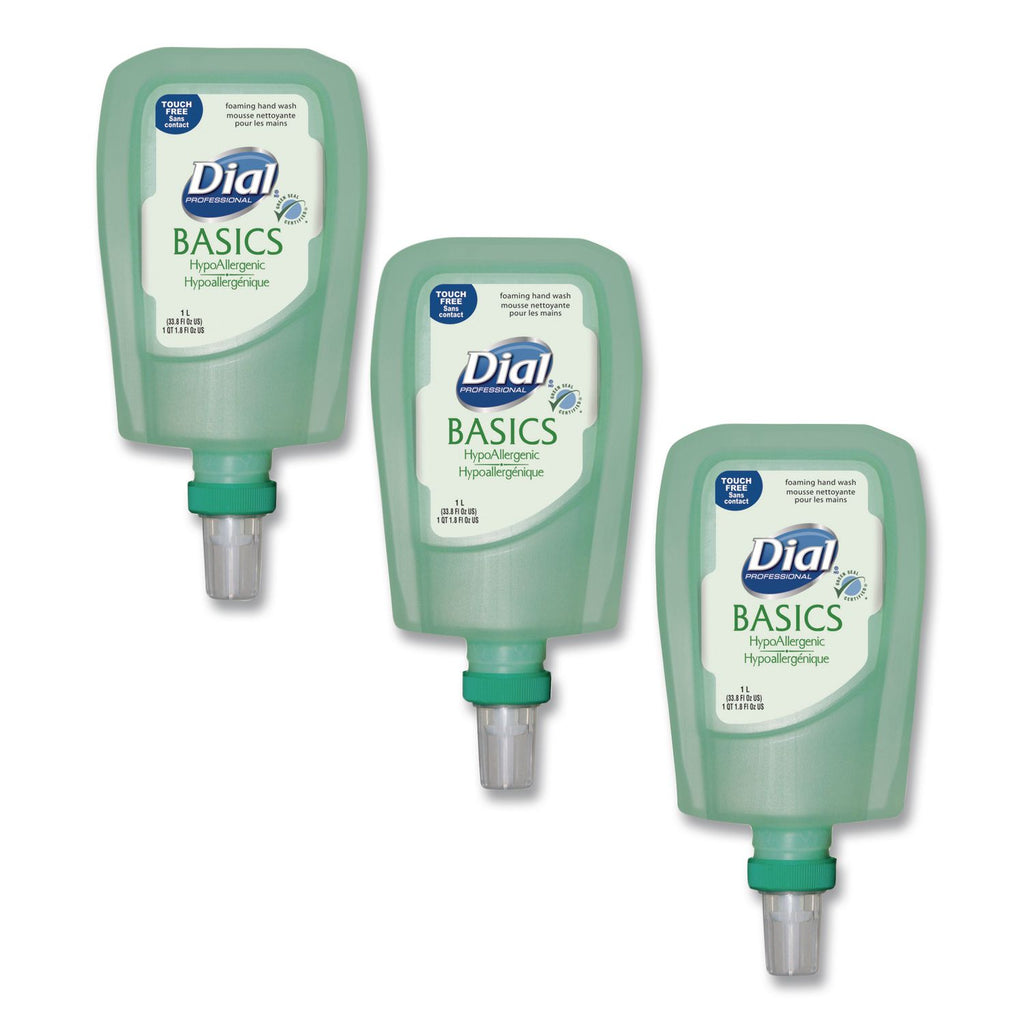 Basics Hypoallergenic Foaming Hand Wash Refill for FIT Touch Free Dispenser, Honeysuckle, 1 L, 3/Carton