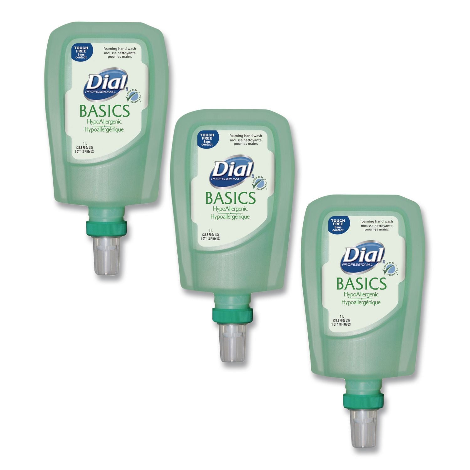 Basics Hypoallergenic Foaming Hand Wash Refill for FIT Touch Free Dispenser, Honeysuckle, 1 L, 3/Carton