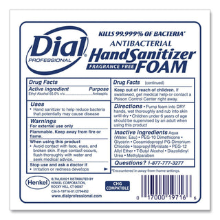 Antibacterial Foaming Hand Sanitizer Refill for Dial 1700 Dispenser, 1.2 L Refill, Fragrance-Free, 3/Carton