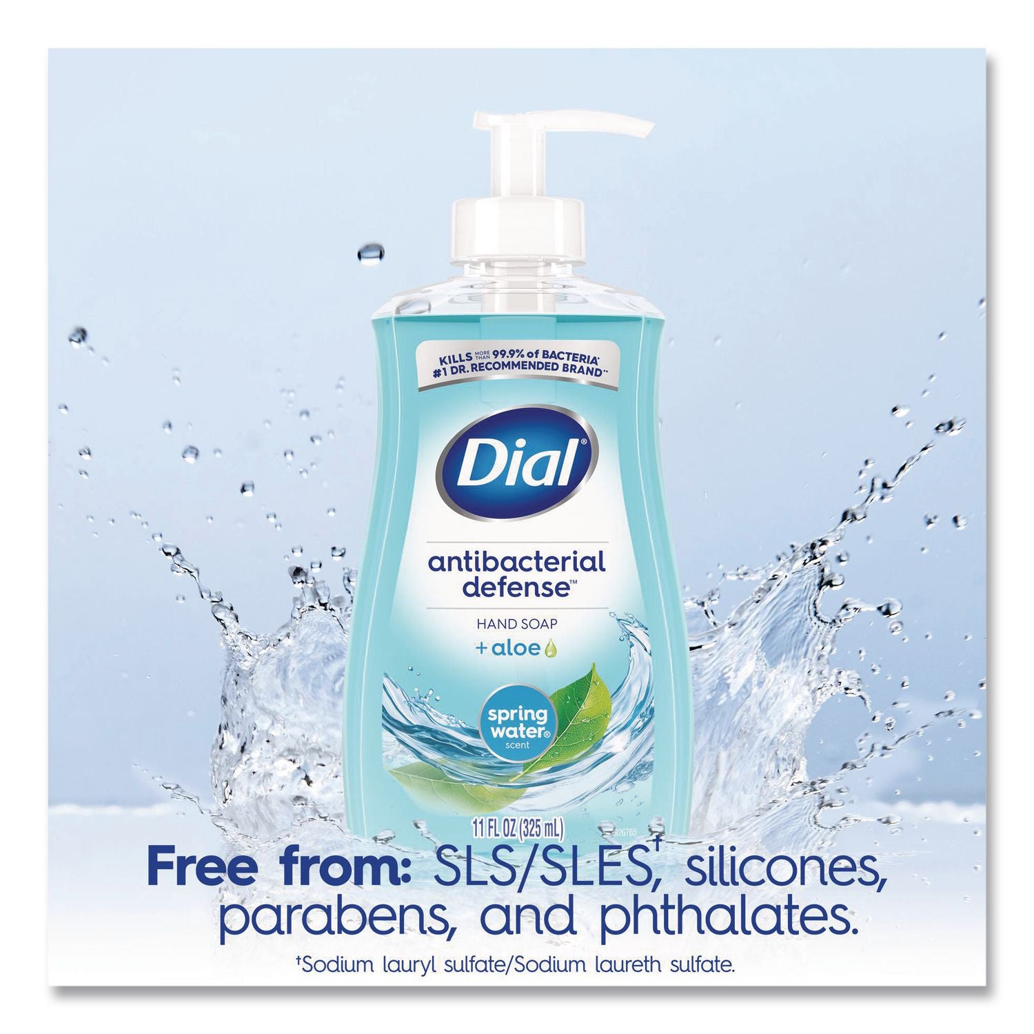 Antibacterial Liquid Hand Soap, Spring Water, 11 oz Pump Bottle, 12/Carton