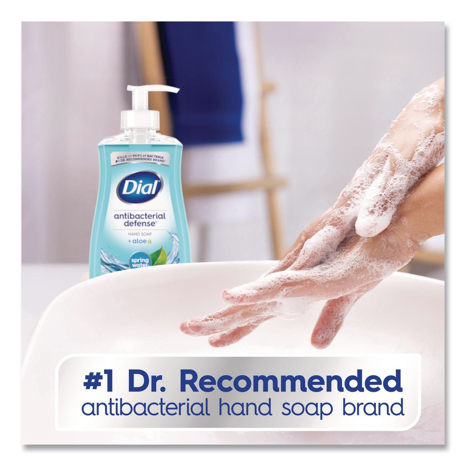 Antibacterial Liquid Hand Soap, Spring Water, 11 oz Pump Bottle, 12/Carton