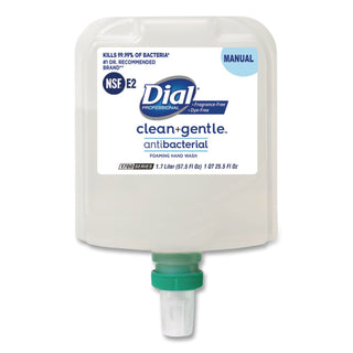 Clean+Gentle Antibacterial Foaming Hand Wash Refill for Dial 1700 Dispenser, Fragrance Free, 1.7 L, 3/Carton