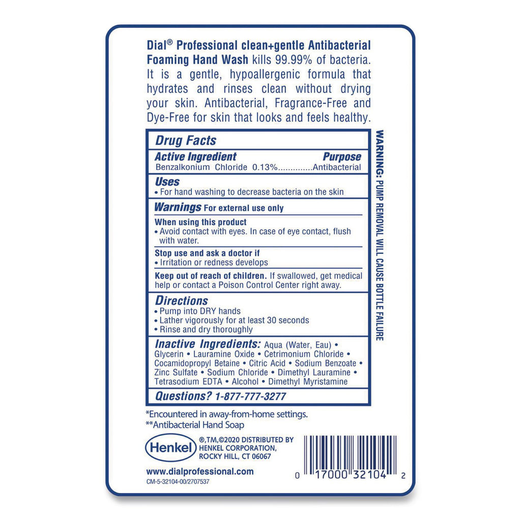 Clean+Gentle Antibacterial Foaming Hand Wash Refill for FIT Touch Free Dispenser, Fragrance Free, 1 L, 3/Carton