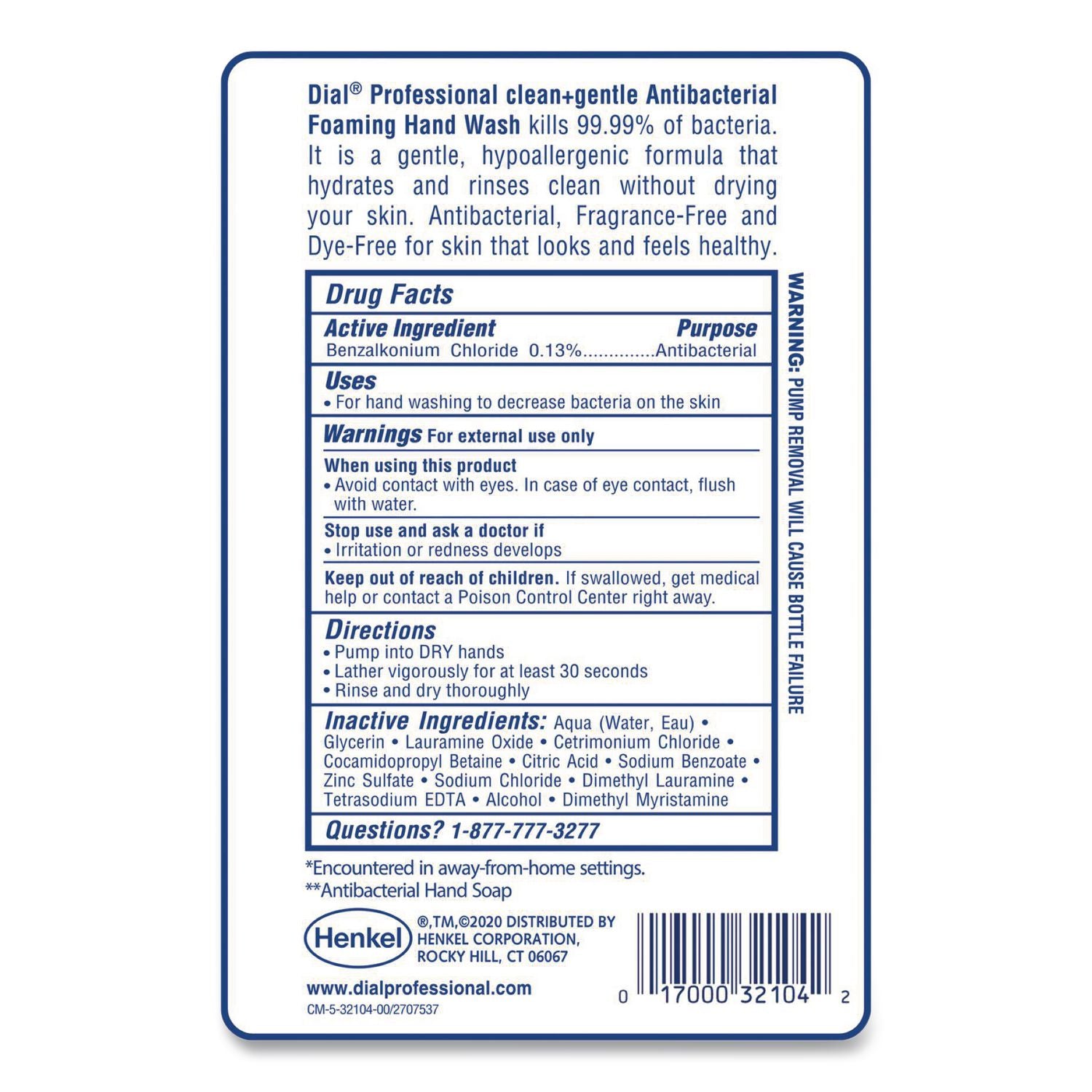 Clean+Gentle Antibacterial Foaming Hand Wash Refill for FIT Touch Free Dispenser, Fragrance Free, 1 L, 3/Carton