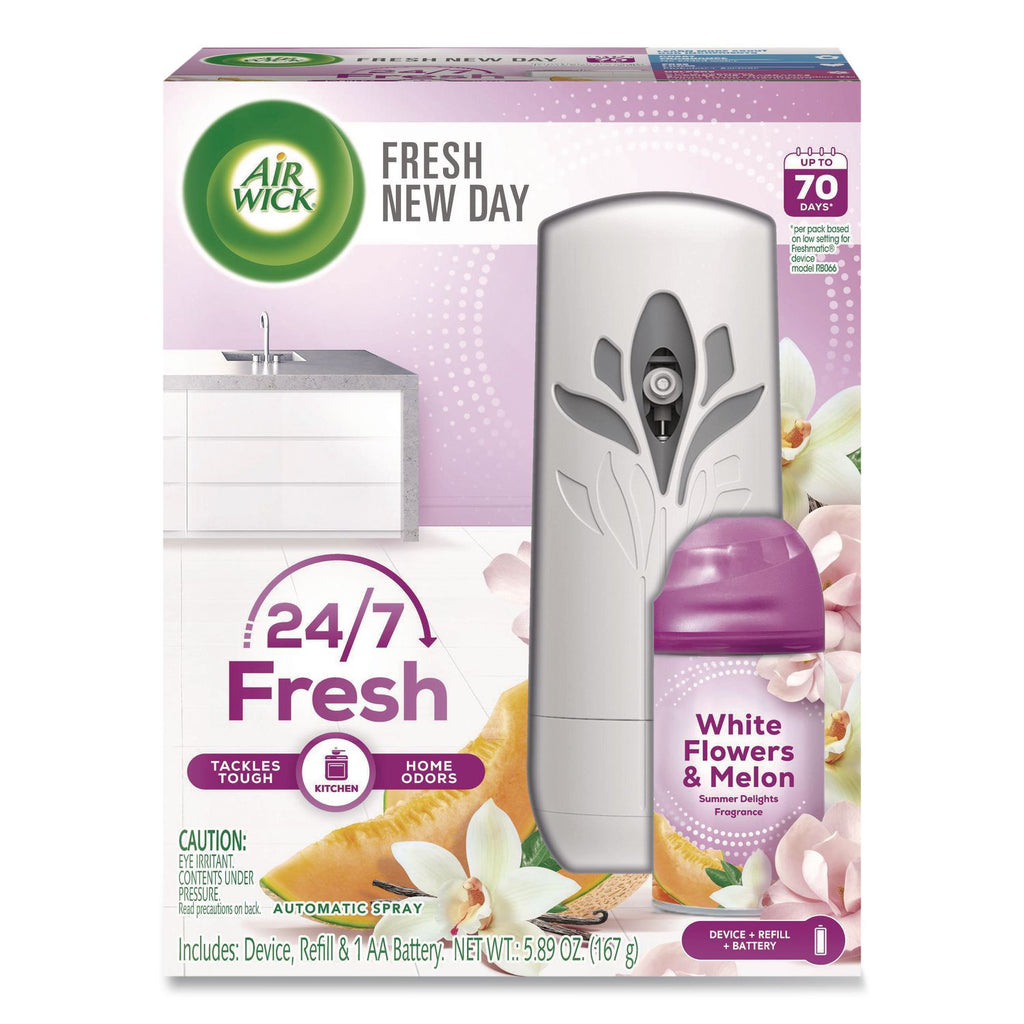 Freshmatic Life Scents Starter Kit, White Flowers and Melon Summer Delights, 5.89 oz Aerosol Spray