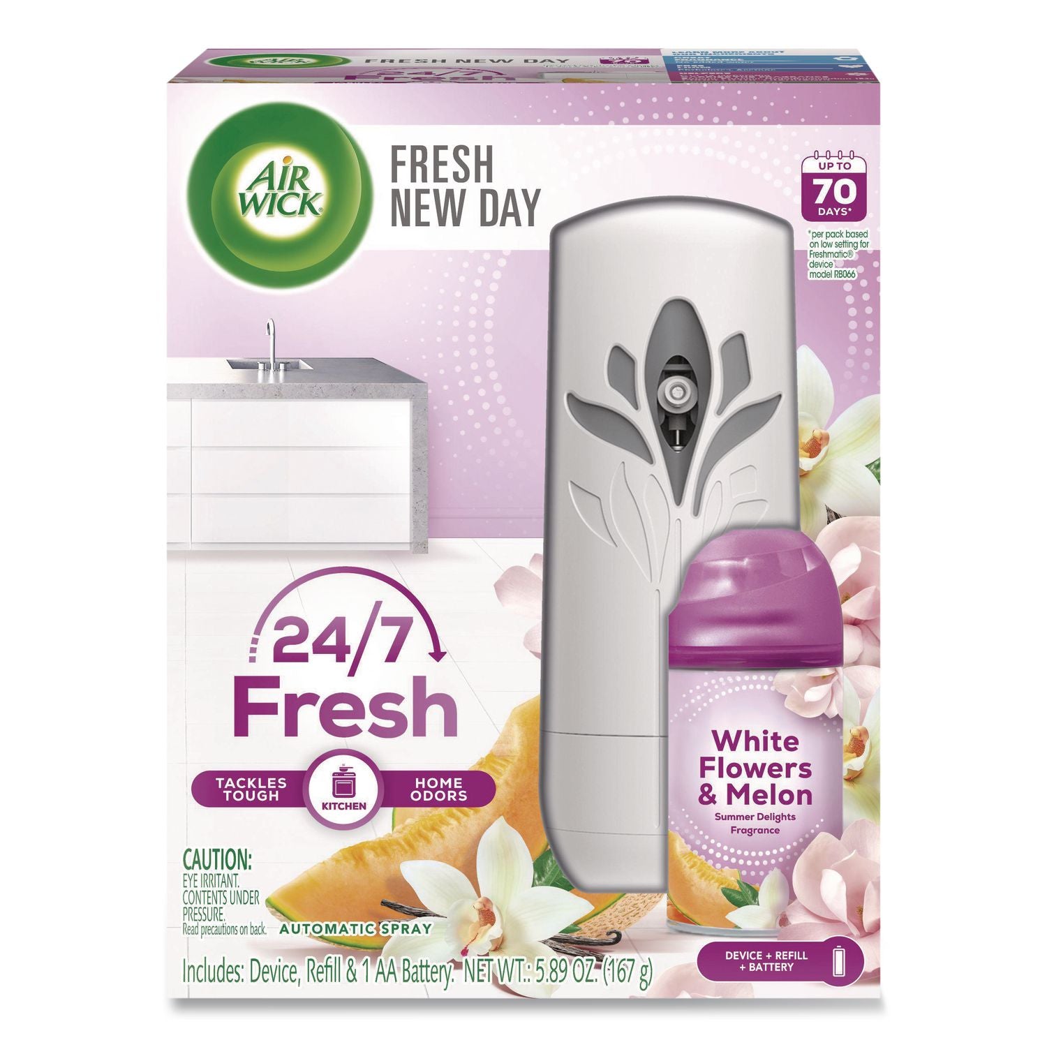 Freshmatic Life Scents Starter Kit, White Flowers and Melon Summer Delights, 5.89 oz Aerosol Spray