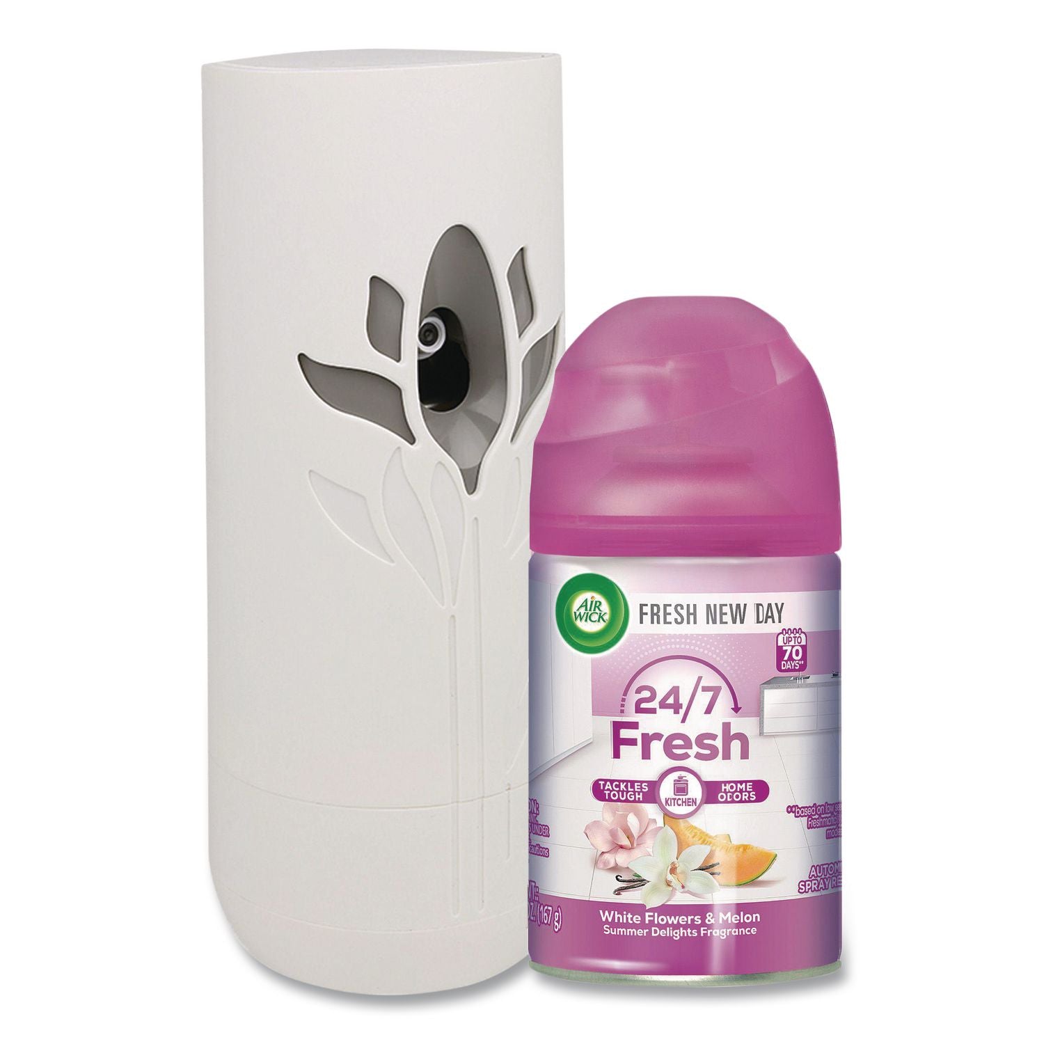 Freshmatic Life Scents Starter Kit, White Flowers and Melon Summer Delights, 5.89 oz Aerosol Spray