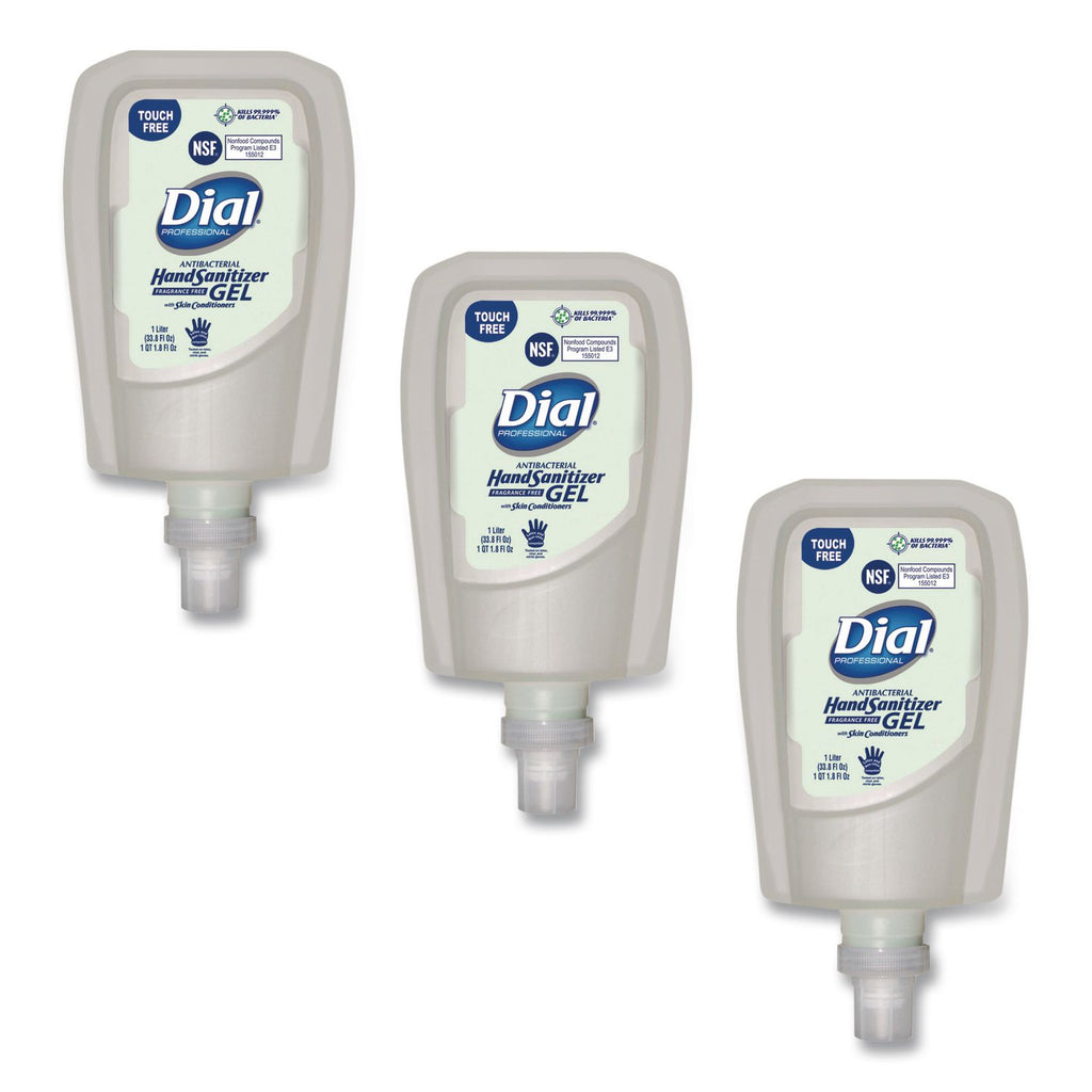 Antibacterial Gel Hand Sanitizer Refill for FIT Touch Free Dispenser, 1.2 L Bottle, Fragrance-Free, 3/Carton