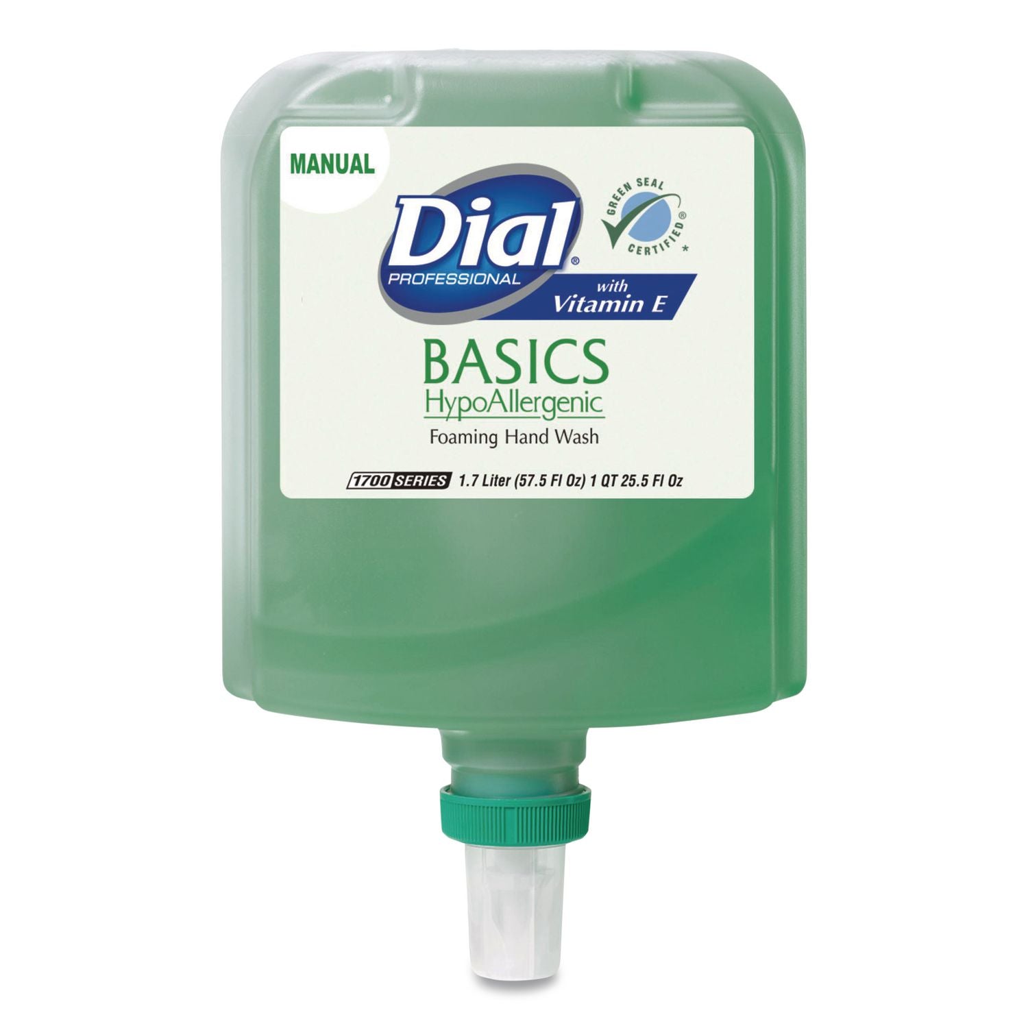 Basics Hypoallergenic Foaming Hand Wash Refill for Dial 1700 Dispenser, Honeysuckle, with Vitamin E, 1.7 L, 3/Carton