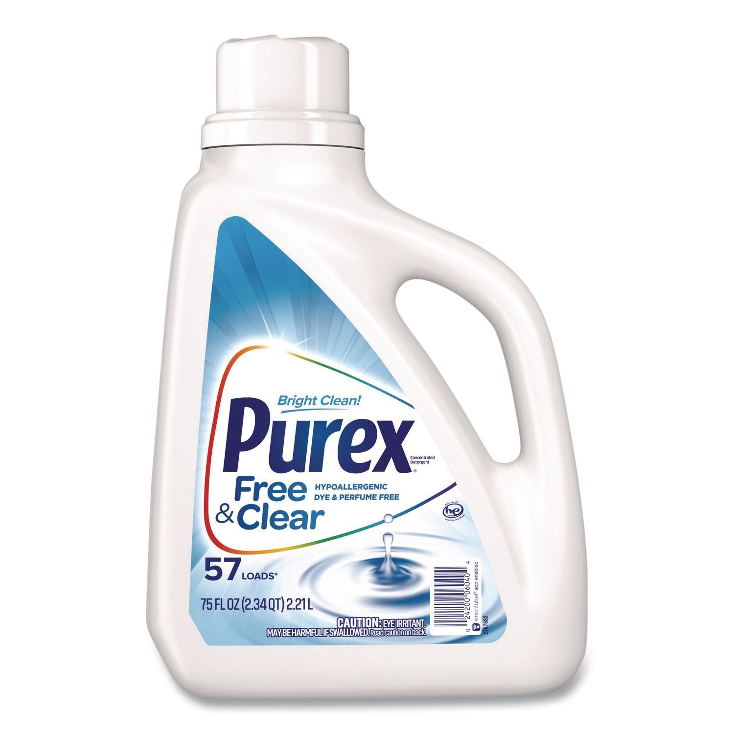 Free and Clear Liquid Laundry Detergent, Unscented, 75 oz Bottle, 6/Carton
