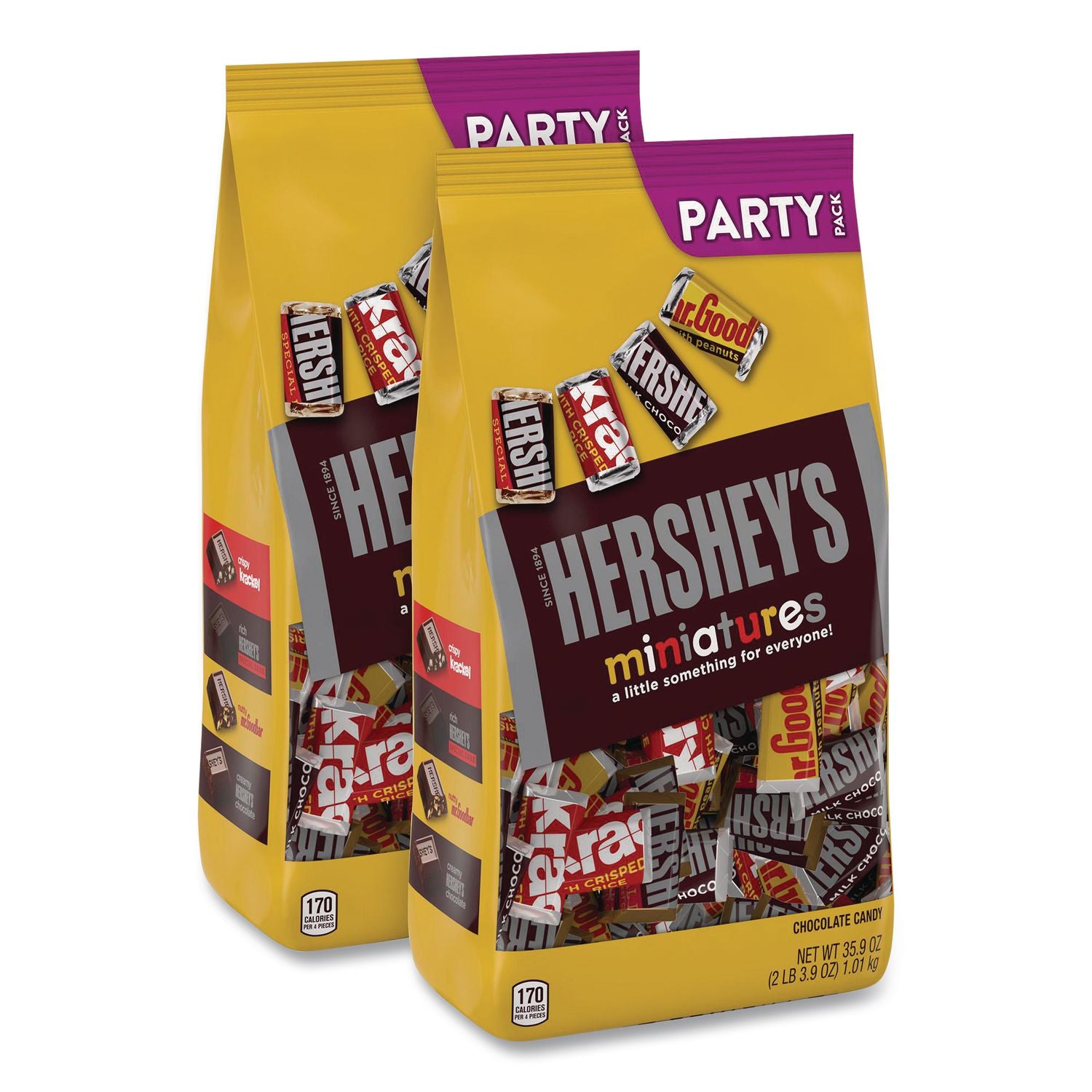 Chocolate Miniatures Party Pack Assortment, 35.9 oz Bag, 2 Bags/Carton, Ships in 1-3 Business Days
