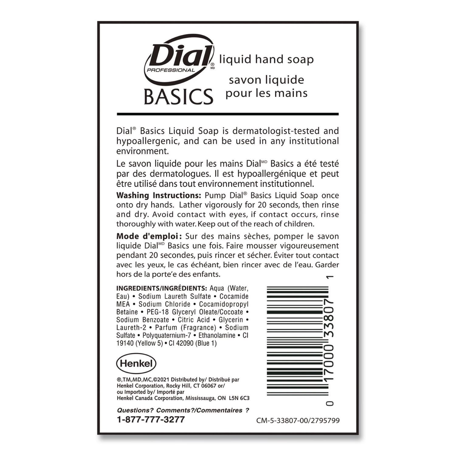 Basics MP Free Liquid Hand Soap, Honeysuckle, 3.78 L Refill Bottle, 4/Carton