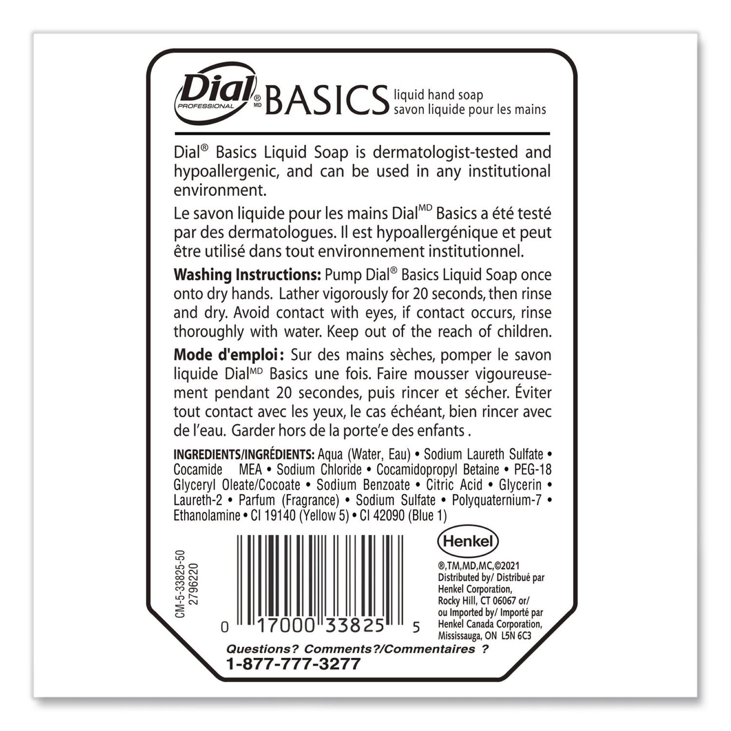 Basics MP Free Liquid Hand Soap Refill for Versa Dispenser, Unscented, 15 oz Refill Bottle, 6/Carton