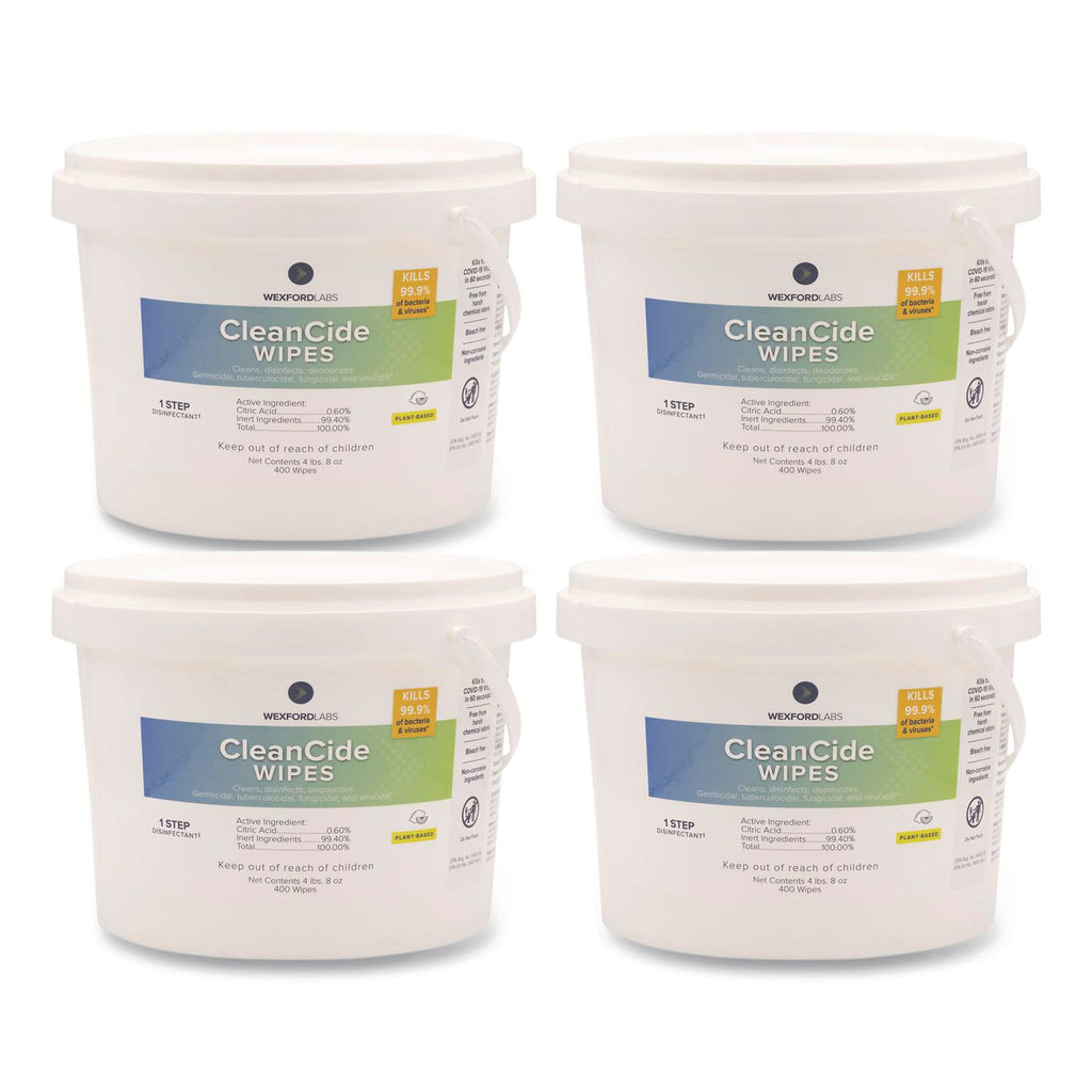 CleanCide Disinfecting Wipes, 1-Ply, 8 x 5.5, Fresh Scent, White, 400/Tub, 4 Tubs/Carton