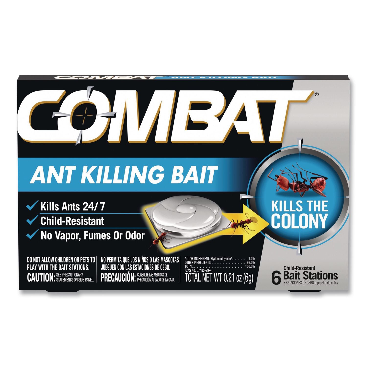 Combat Ant Killing System, Child-Resistant, Kills Queen and Colony, 6/Box