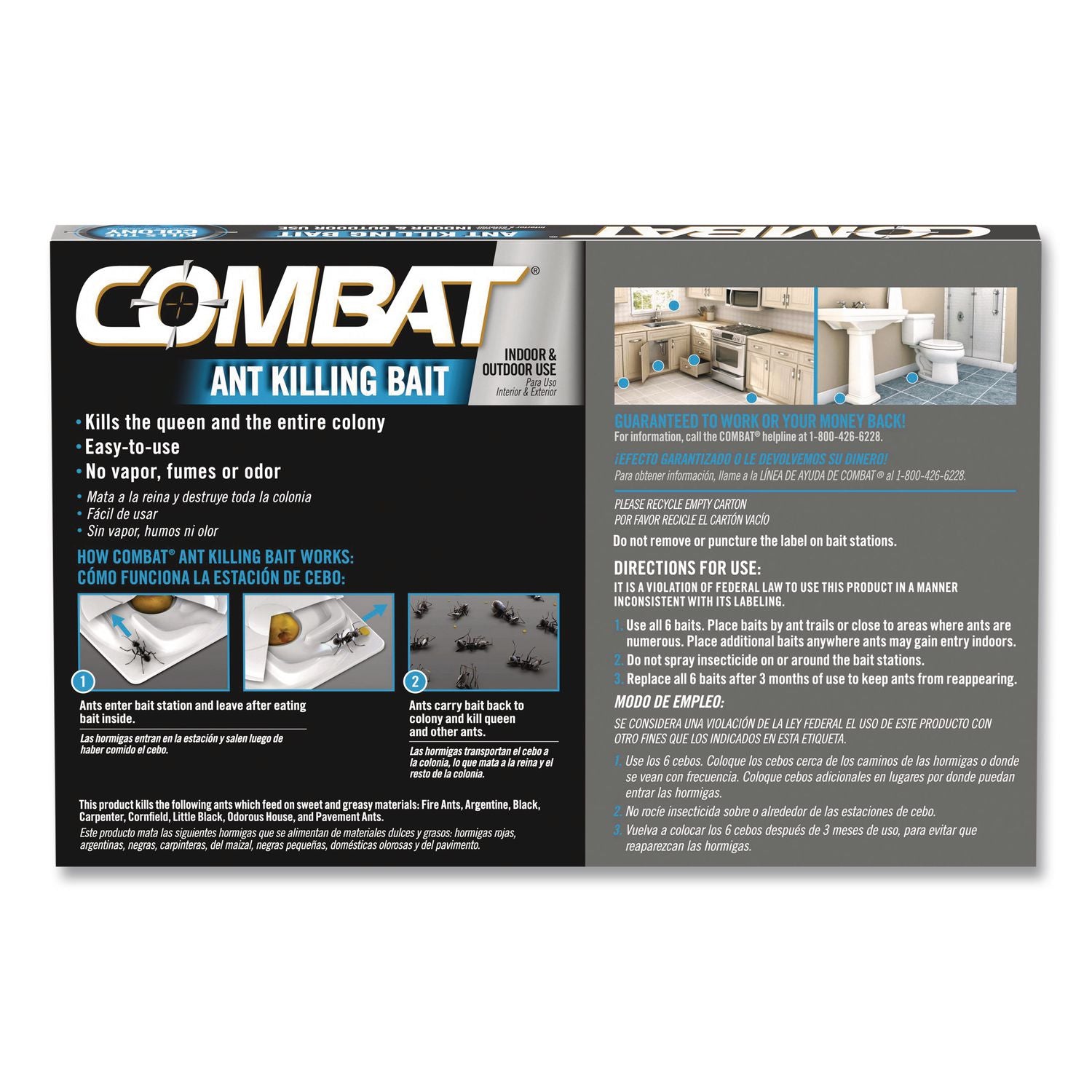 Combat Ant Killing System, Child-Resistant, Kills Queen and Colony, 6/Box