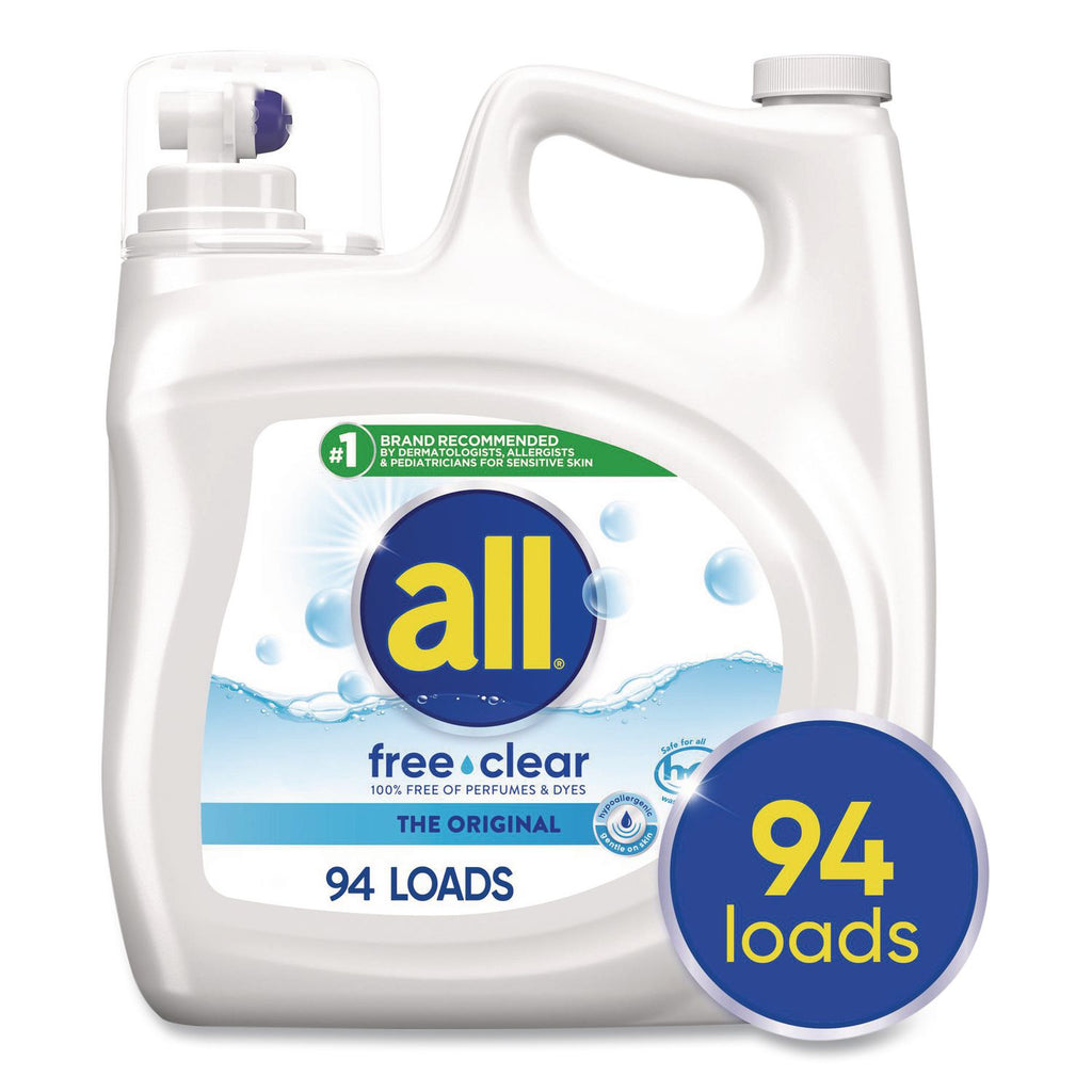 Ultra Free Clear Liquid Detergent, Unscented, 141 oz Bottle, 4/Carton