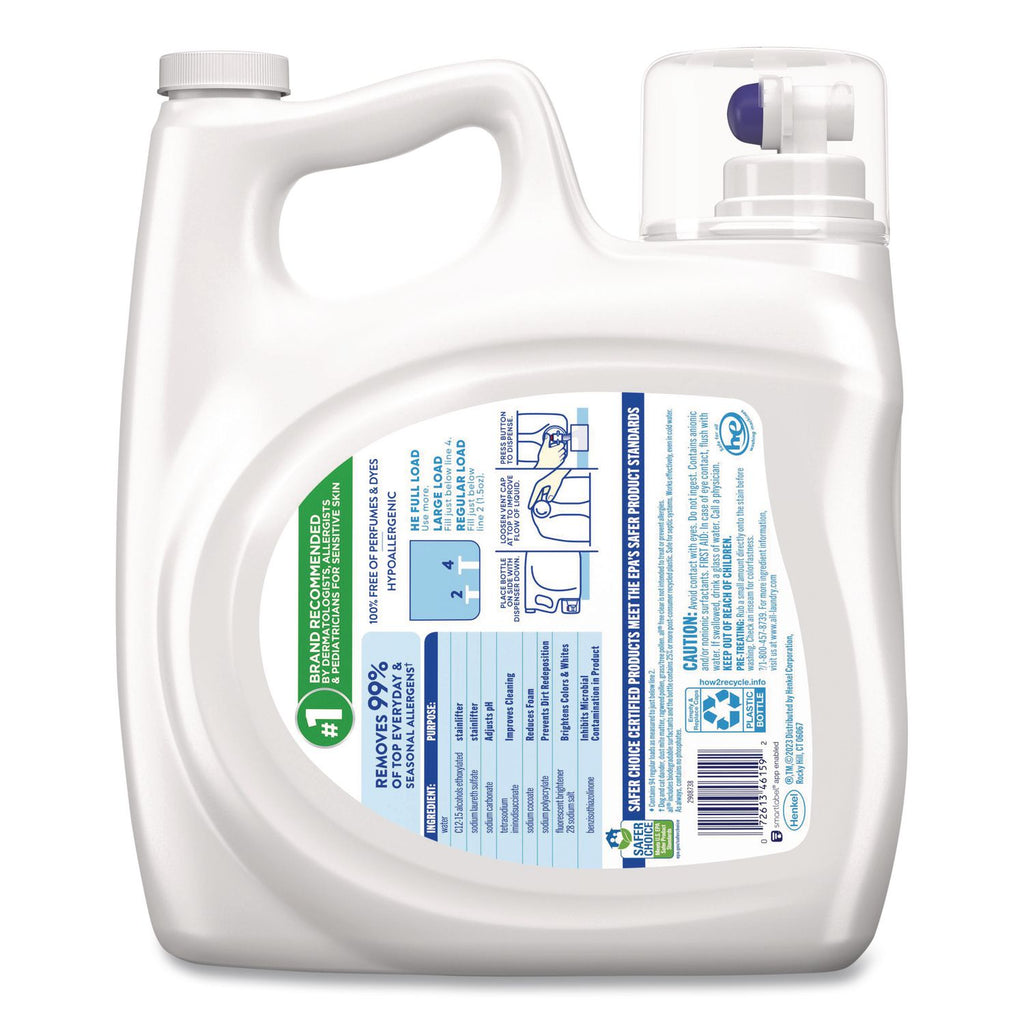 Ultra Free Clear Liquid Detergent, Unscented, 141 oz Bottle, 4/Carton