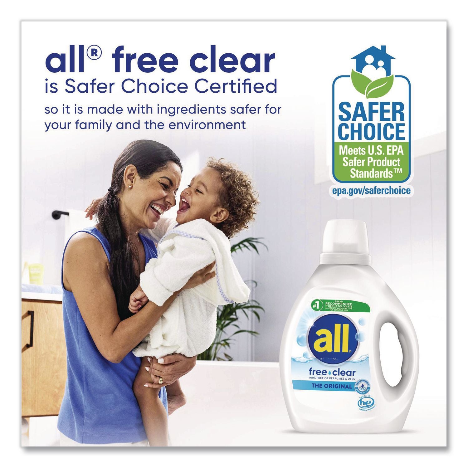 Ultra Free Clear Liquid Detergent, Unscented, 141 oz Bottle, 4/Carton