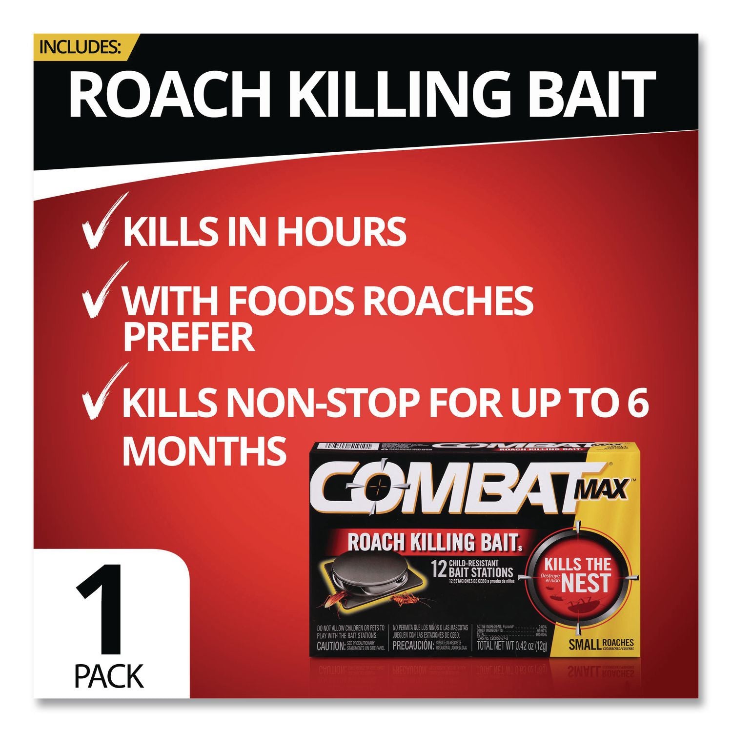 Small Roach Bait, 12/Pack, 12 Packs/Carton