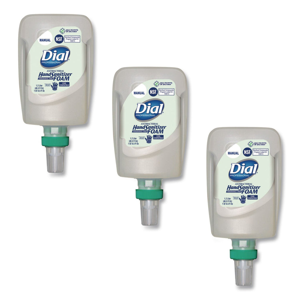 Antibacterial Foaming Hand Sanitizer Refill for FIT Manual Dispenser, 1.2 L Bottle, Fragrance-Free, 3/Carton