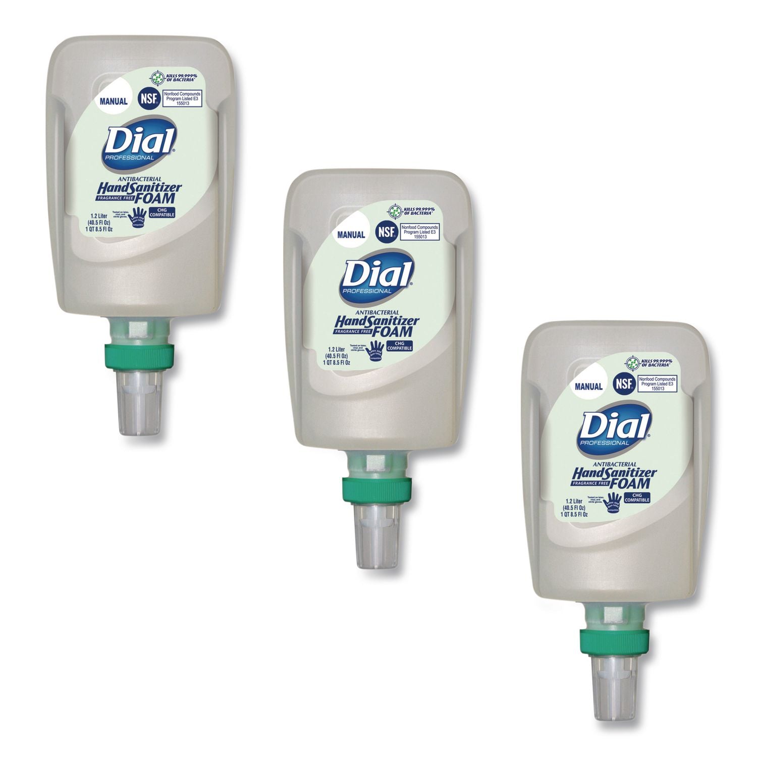 Antibacterial Foaming Hand Sanitizer Refill for FIT Manual Dispenser, 1.2 L Bottle, Fragrance-Free, 3/Carton