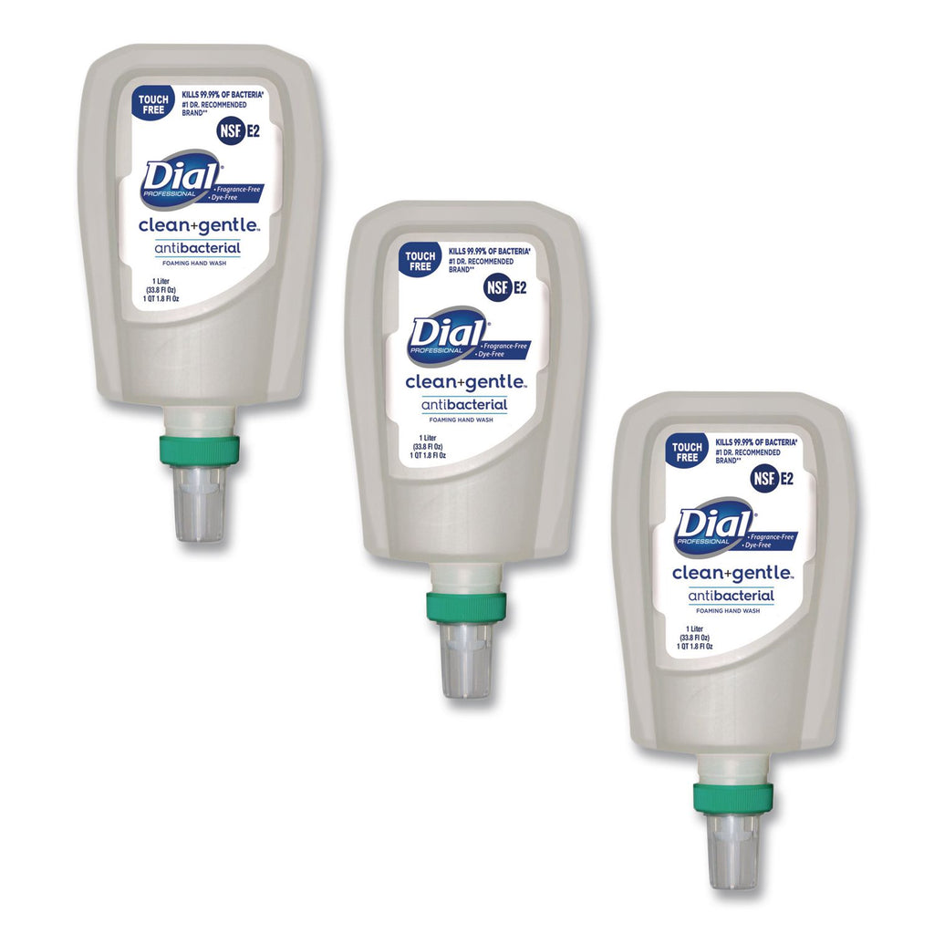 Clean+Gentle Antibacterial Foaming Hand Wash Refill for FIT Touch Free Dispenser, Fragrance Free, 1 L, 3/Carton