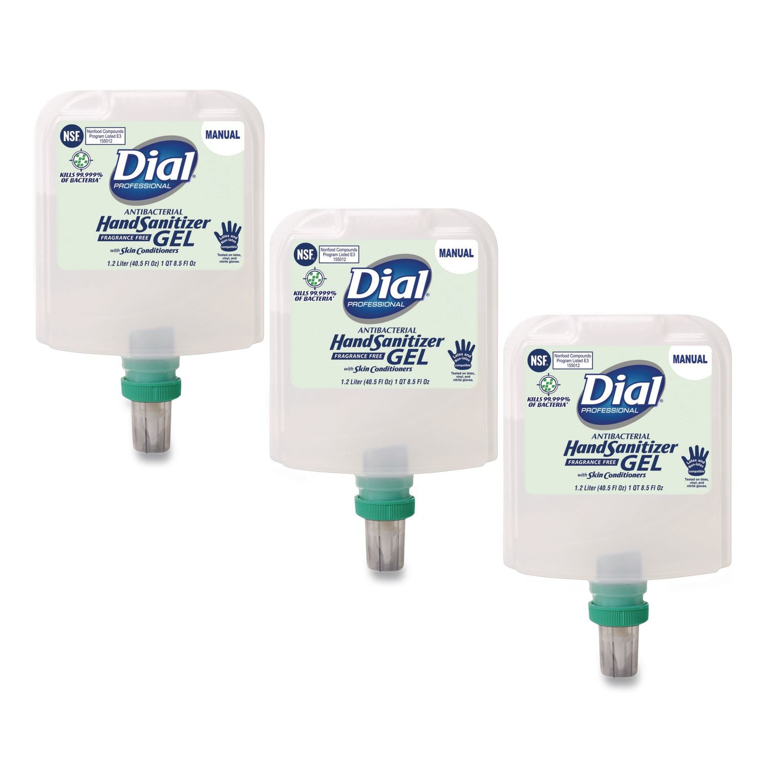 Antibacterial Foaming Hand Sanitizer Refill for Dial 1700 V Dispenser, Fragrance-Free, 1.2 L, 3/Carton