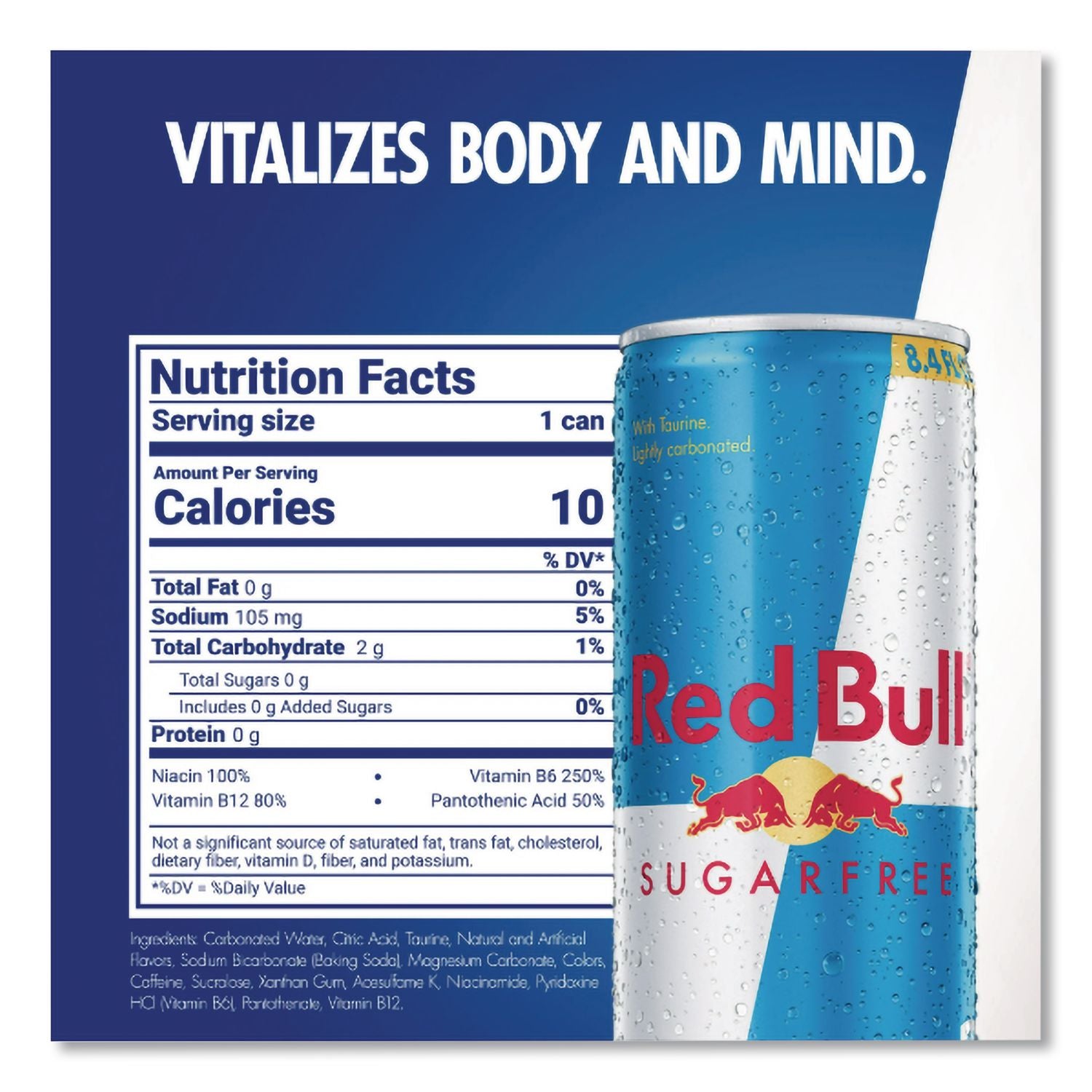 Energy Drink, Sugar-Free, 8.4 oz Can, 24/Carton