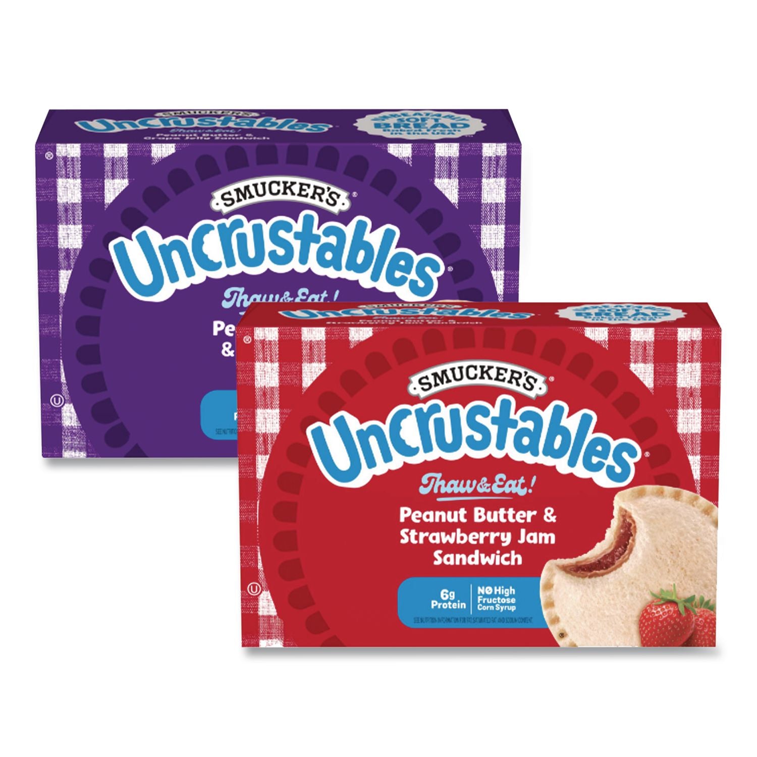 UNCRUSTABLES Soft Bread Sandwiches, Grape/Strawberry, 2 oz, 10 Sandwiches/Pack, 2 PK/Box, Ships in 1-3 Business Days