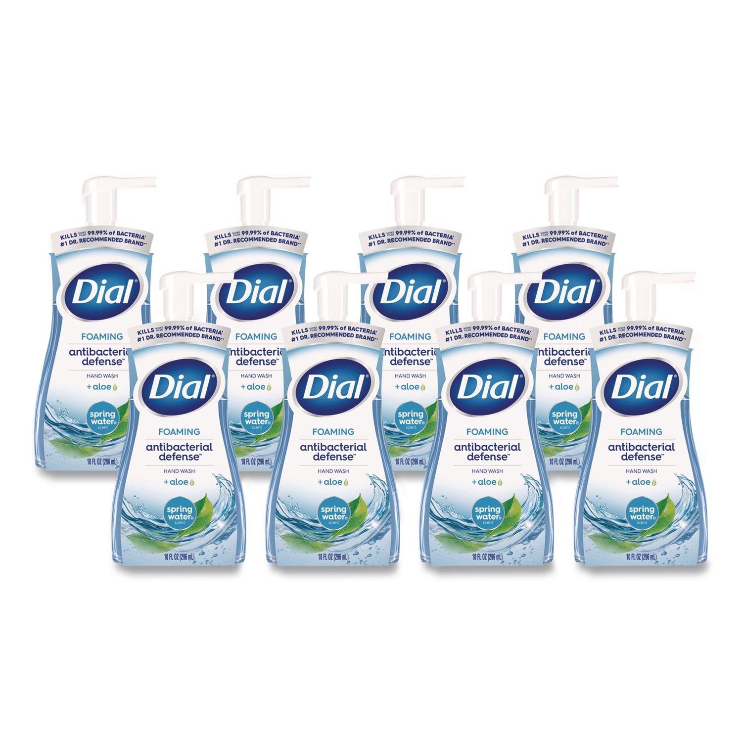 Antibacterial Foaming Hand Wash, Spring Water, 10 oz Pump Bottle, 8/Carton
