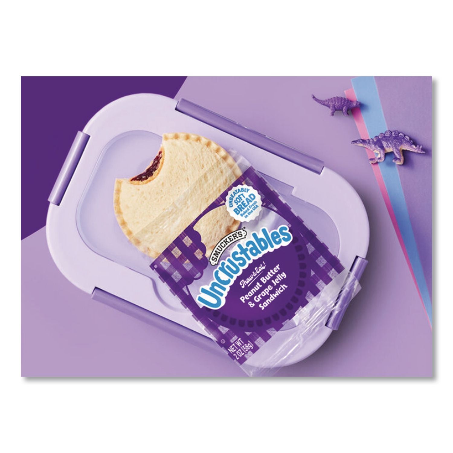 UNCRUSTABLES Soft Bread Sandwiches, Grape Jelly, 2 oz, 10/Box, 2 Boxes/Carton, Ships in 1-3 Business Days