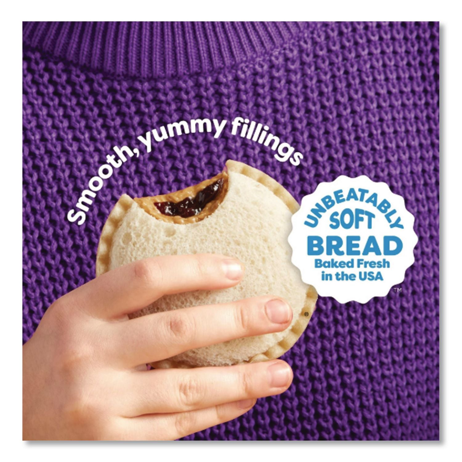 UNCRUSTABLES Soft Bread Sandwiches, Grape Jelly, 2 oz, 10/Box, 2 Boxes/Carton, Ships in 1-3 Business Days