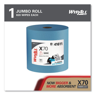 X70 Cloths, Jumbo Roll, 12.4 x 12.2, Blue, 870/Roll