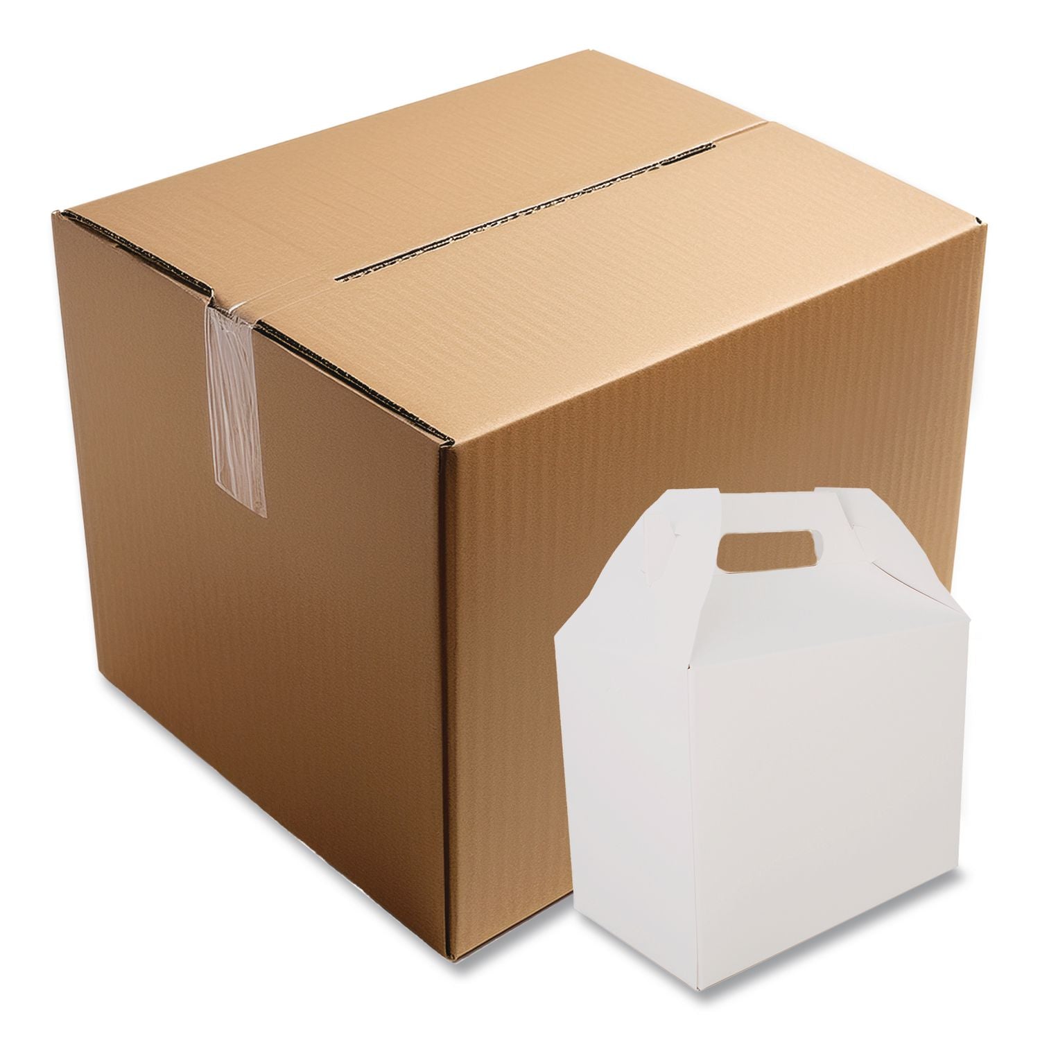 Carryout Barn Boxes, 10 lb Capacity, 8.88 x 5 x 6.75, White, Paper, 150/Carton