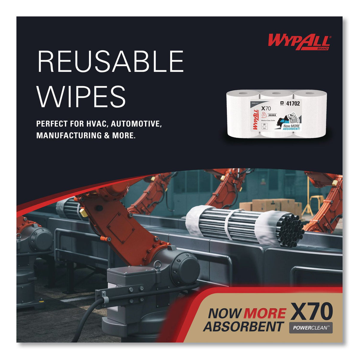 X70 Cloths, Center-Pull, 9.8 x 12.2, White, 275/Roll, 3 Rolls/Carton