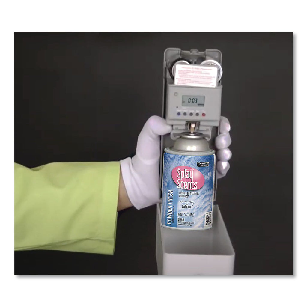 Champion Sprayon SPRAYScents Metered Air Freshener Refill, Powder Fresh, 7 oz Aerosol Spray, 12/Carton