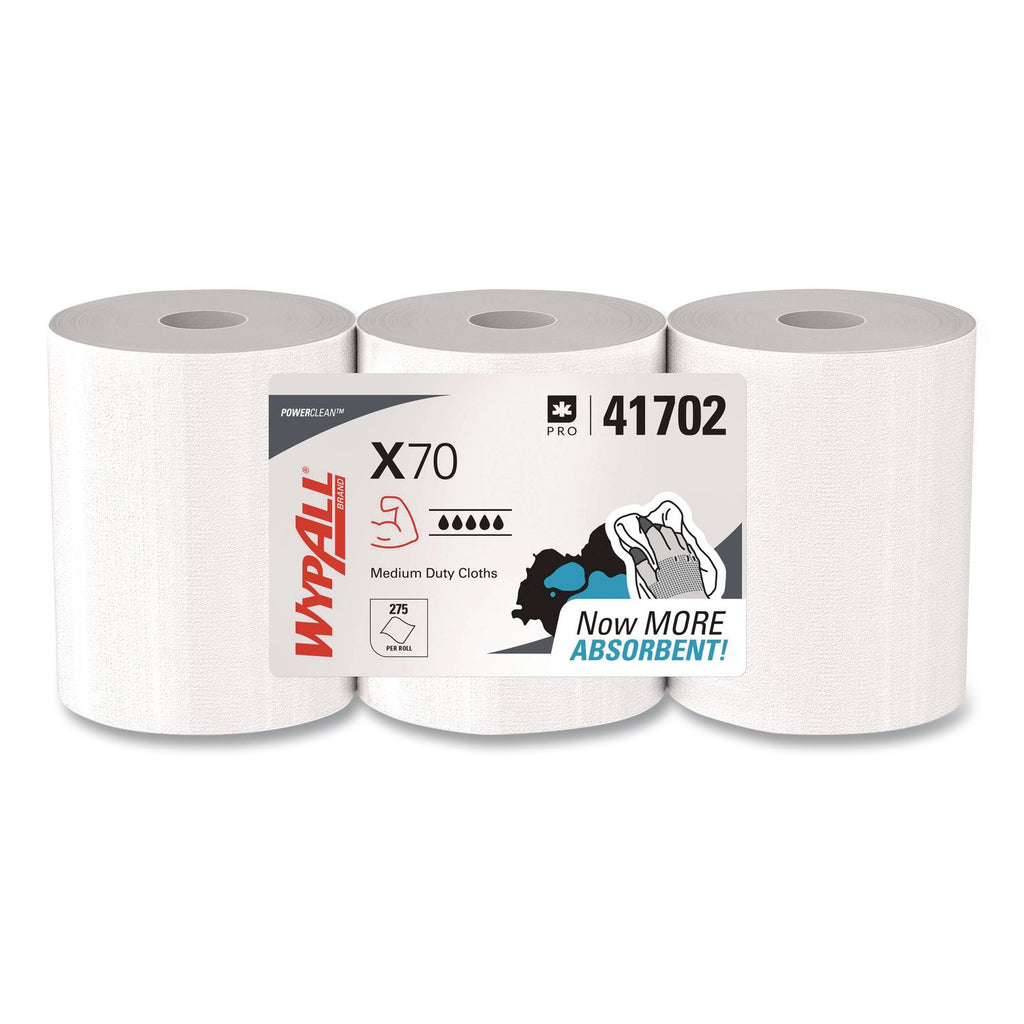 X70 Cloths, Center-Pull, 9.8 x 12.2, White, 275/Roll, 3 Rolls/Carton