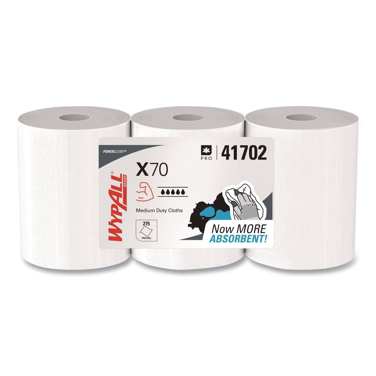X70 Cloths, Center-Pull, 9.8 x 12.2, White, 275/Roll, 3 Rolls/Carton