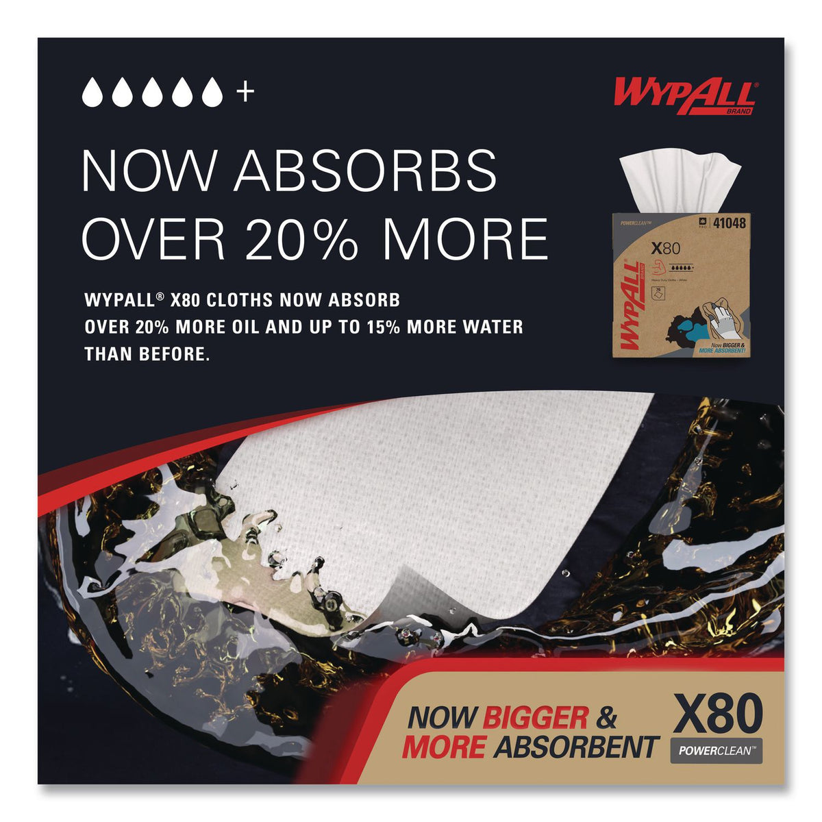 X80 Cloths, HYDROKNIT, POP-UP Box, 8.34 x 16.8, White, 80/Box, 5 Boxes/Carton