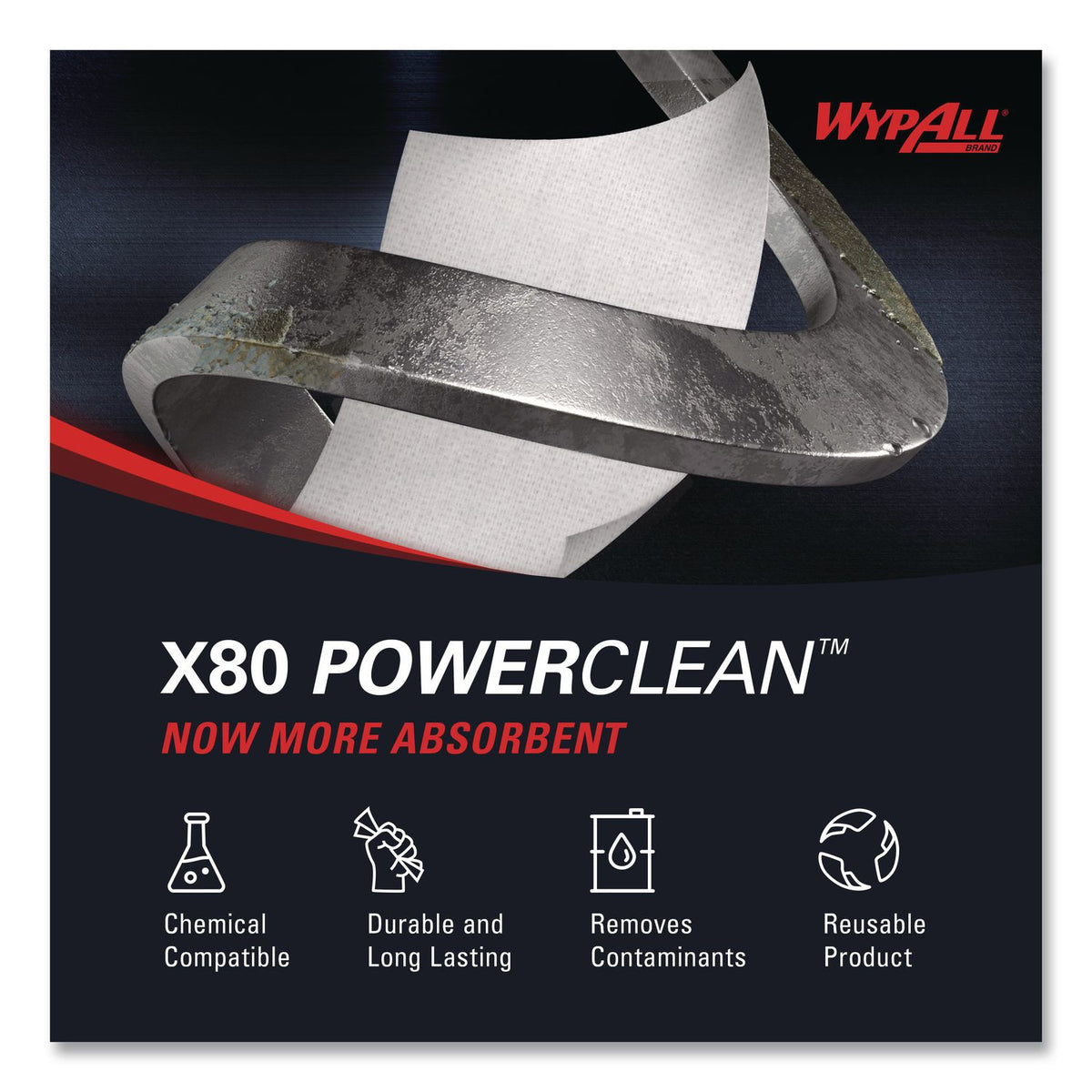 X80 Cloths, HYDROKNIT, POP-UP Box, 8.34 x 16.8, White, 80/Box, 5 Boxes/Carton