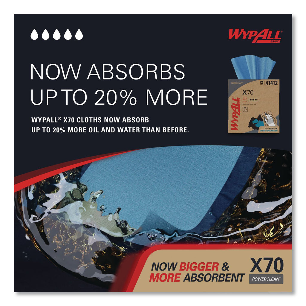 X70 Cloths, POP-UP Box, 9.13 x 16.8, Blue, 100/Box, 10 Boxes/Carton