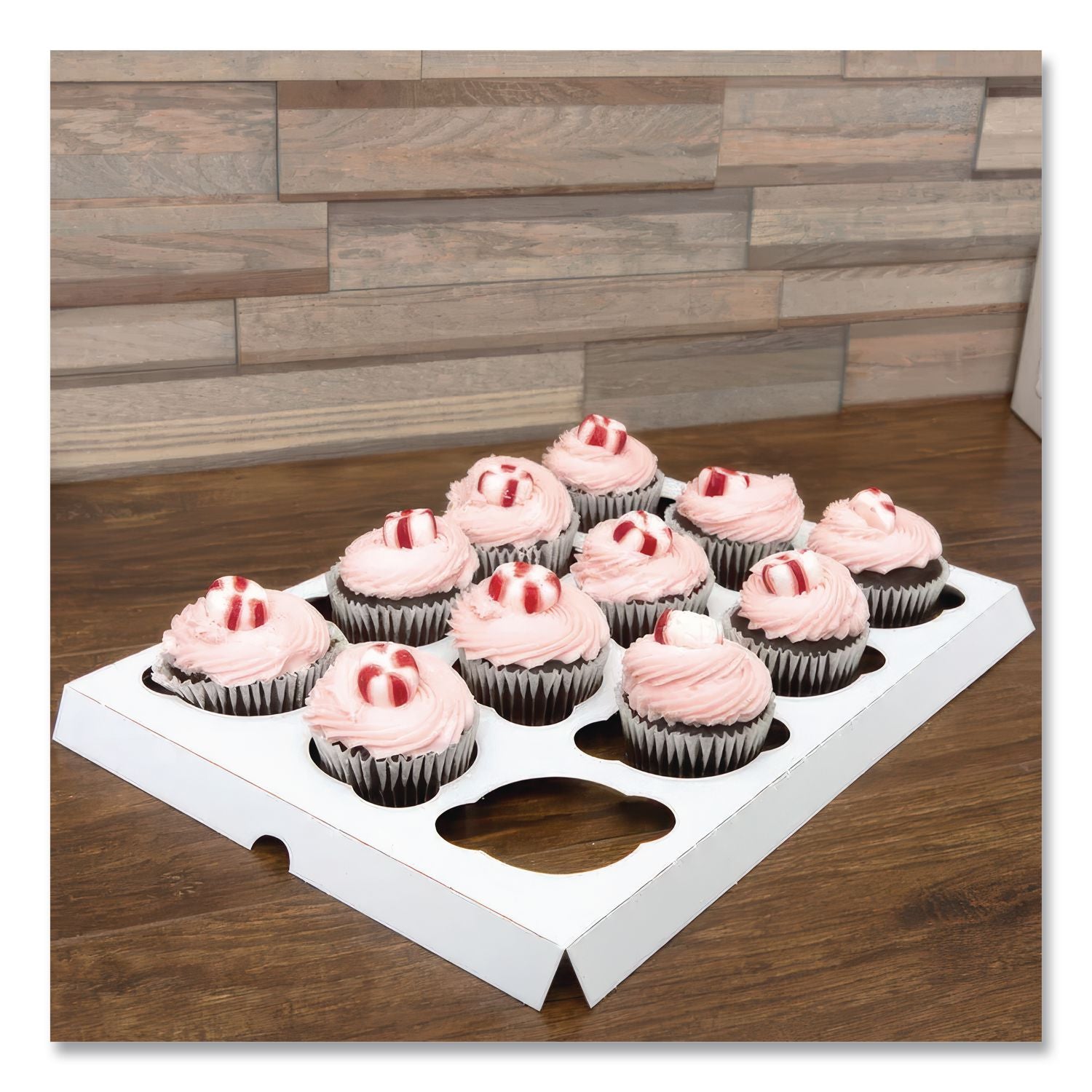 Cupcake Holder Inserts, 12-Cupcake Holder, 9.88 x 13.88 x 0.88, White/Kraft, Paper, 200/Carton